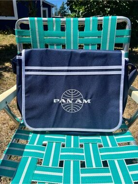 Pan Am Navy Blue Messenger Laptop Bag with Logo